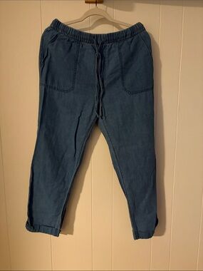 Volcom Women's Teal Blue Drawstring Straight-Leg Pants